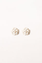 Reina Flower Earrings - Gold White