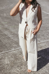 Trula Wide Leg Pant - Oatmeal