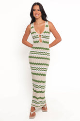 Hubert Midi Dress - Khaki Multi