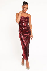 Karley Sequin Maxi Dress - Burgundy