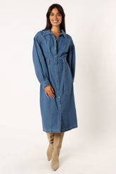 Kocoa Long Sleeve Midi Dress - Denim