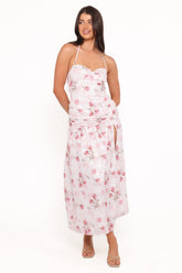 Lelia Halterneck Midi Dress - Pink Floral