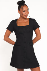 Sutton Mini Dress - Black Tweed