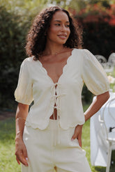 Jensen Scallop Hem Top - Butter Yellow