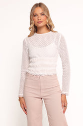 Riven Shirred Top - White