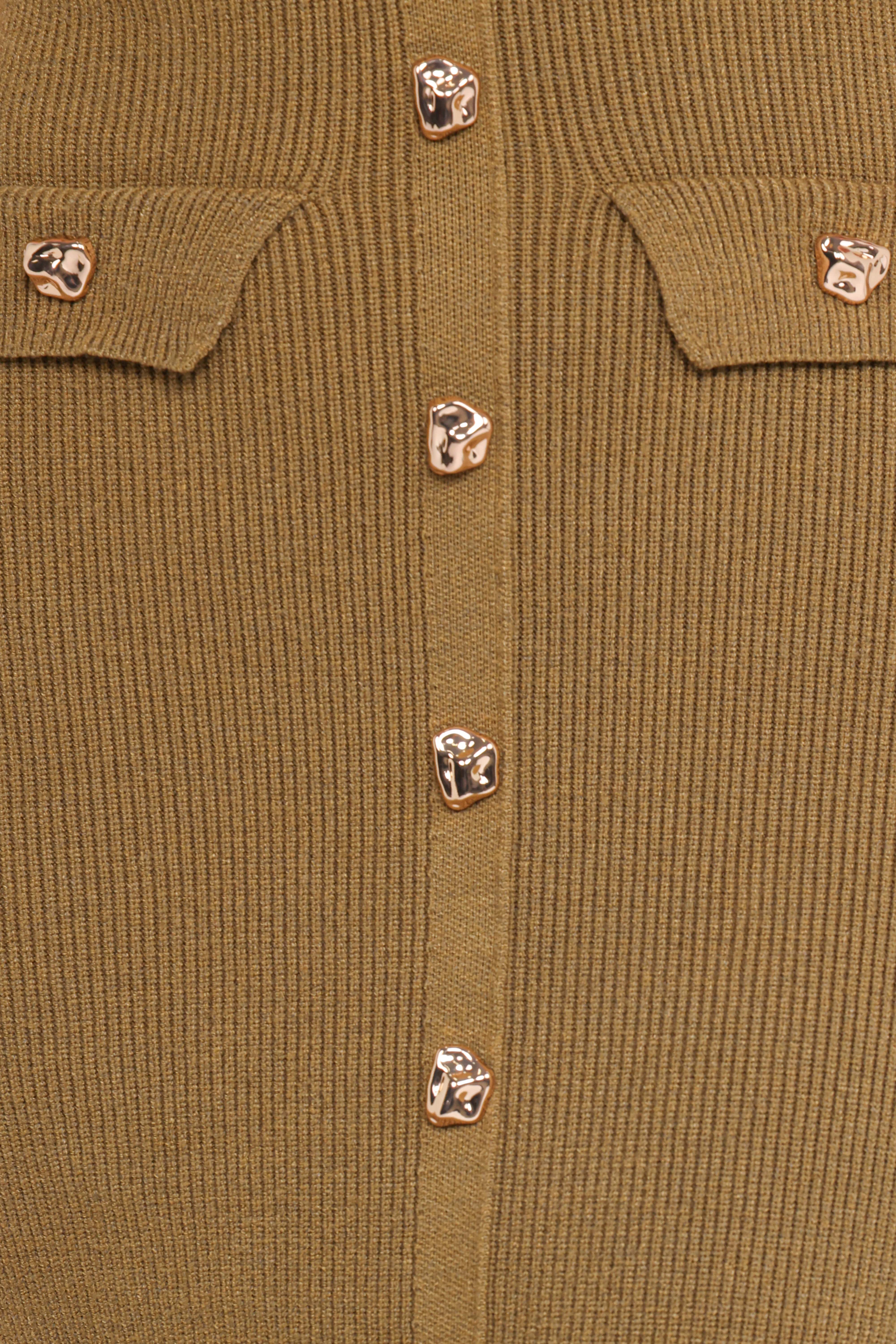 Aspen Button Up Knit Dress - Olive