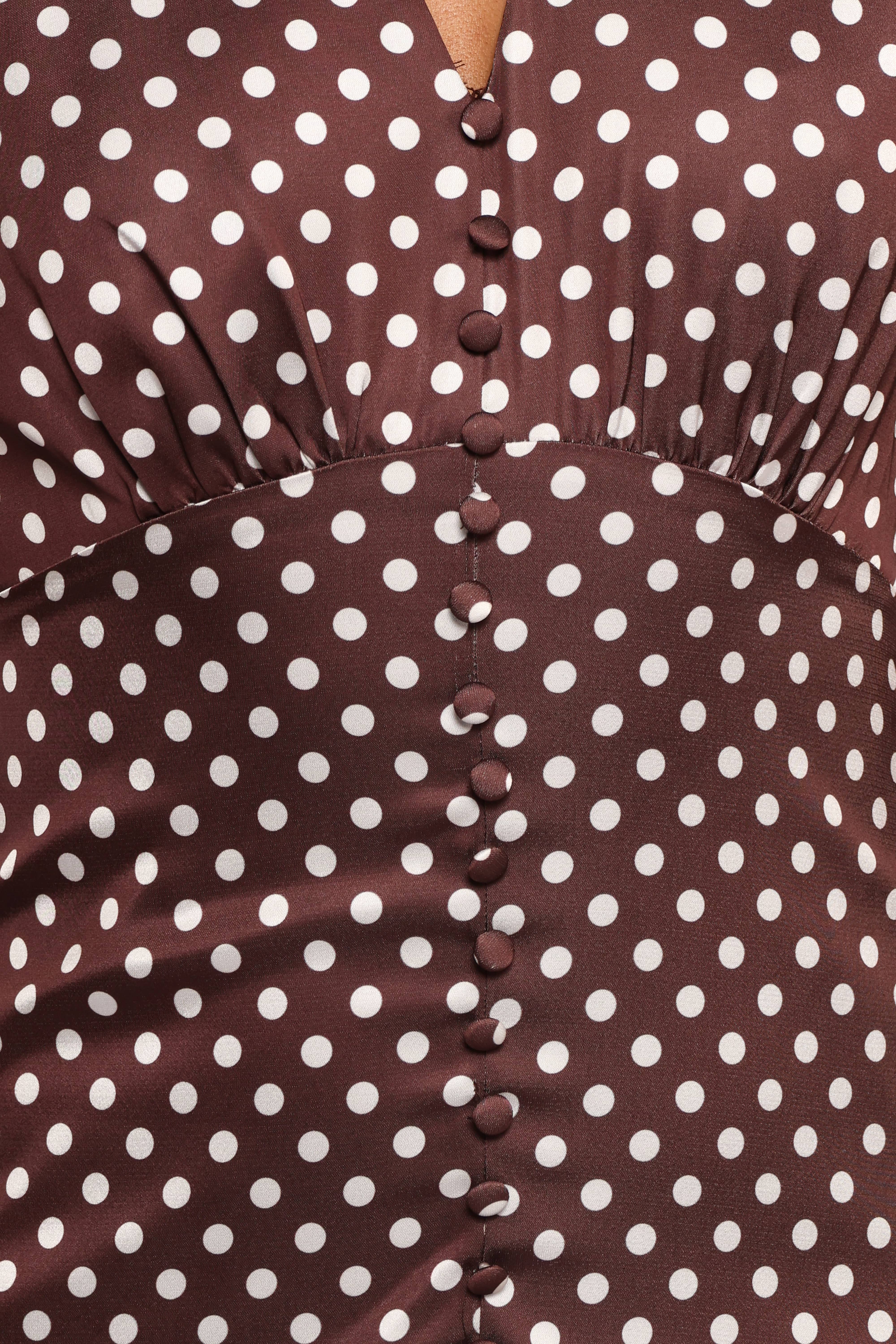 Dean Maxi Dress - Brown Polka Dot