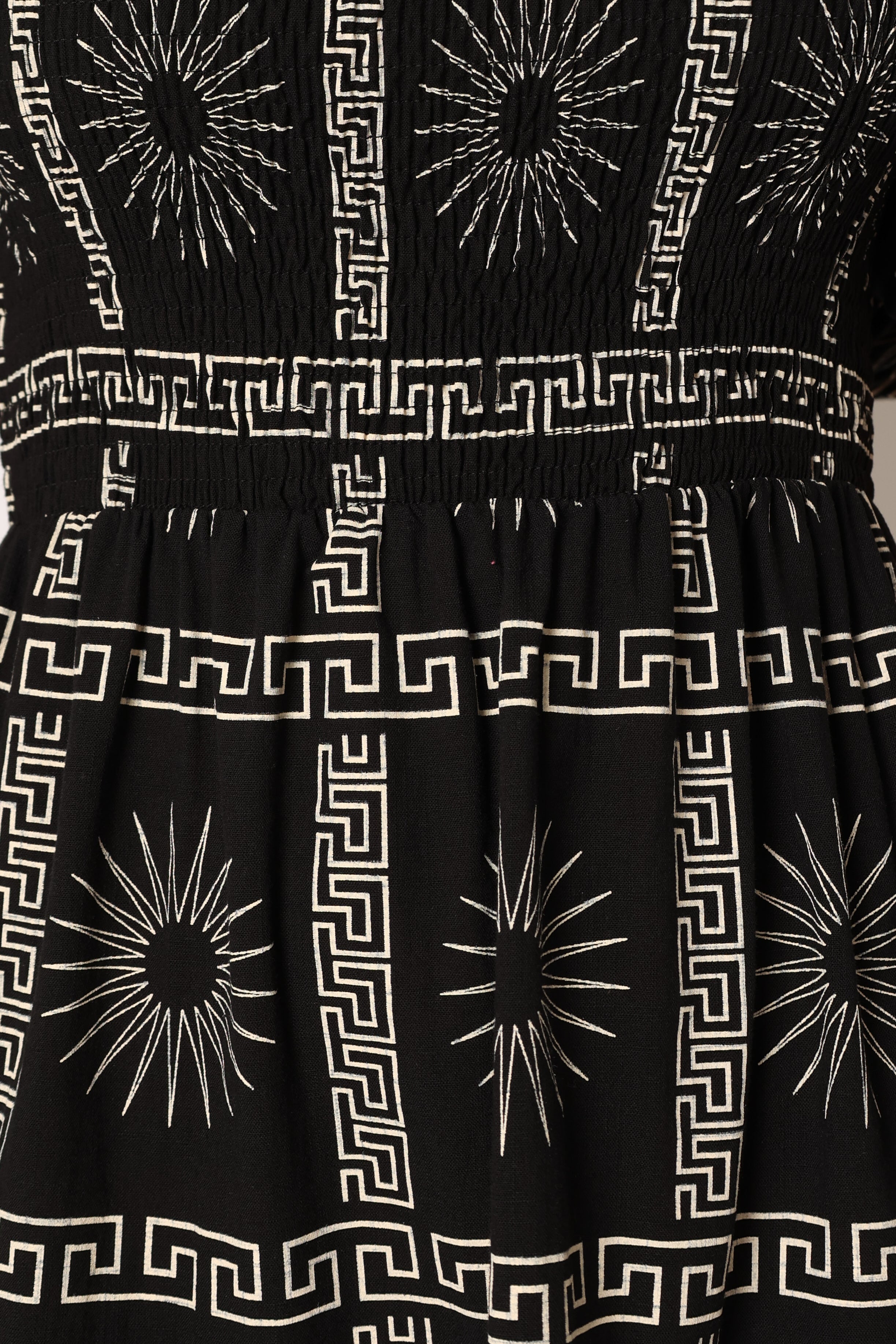 Soliel Puff Sleeve Midi Dress - Black Tan
