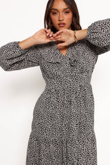 Sophie Long Sleeve Maxi Dress - Black/Ivory
