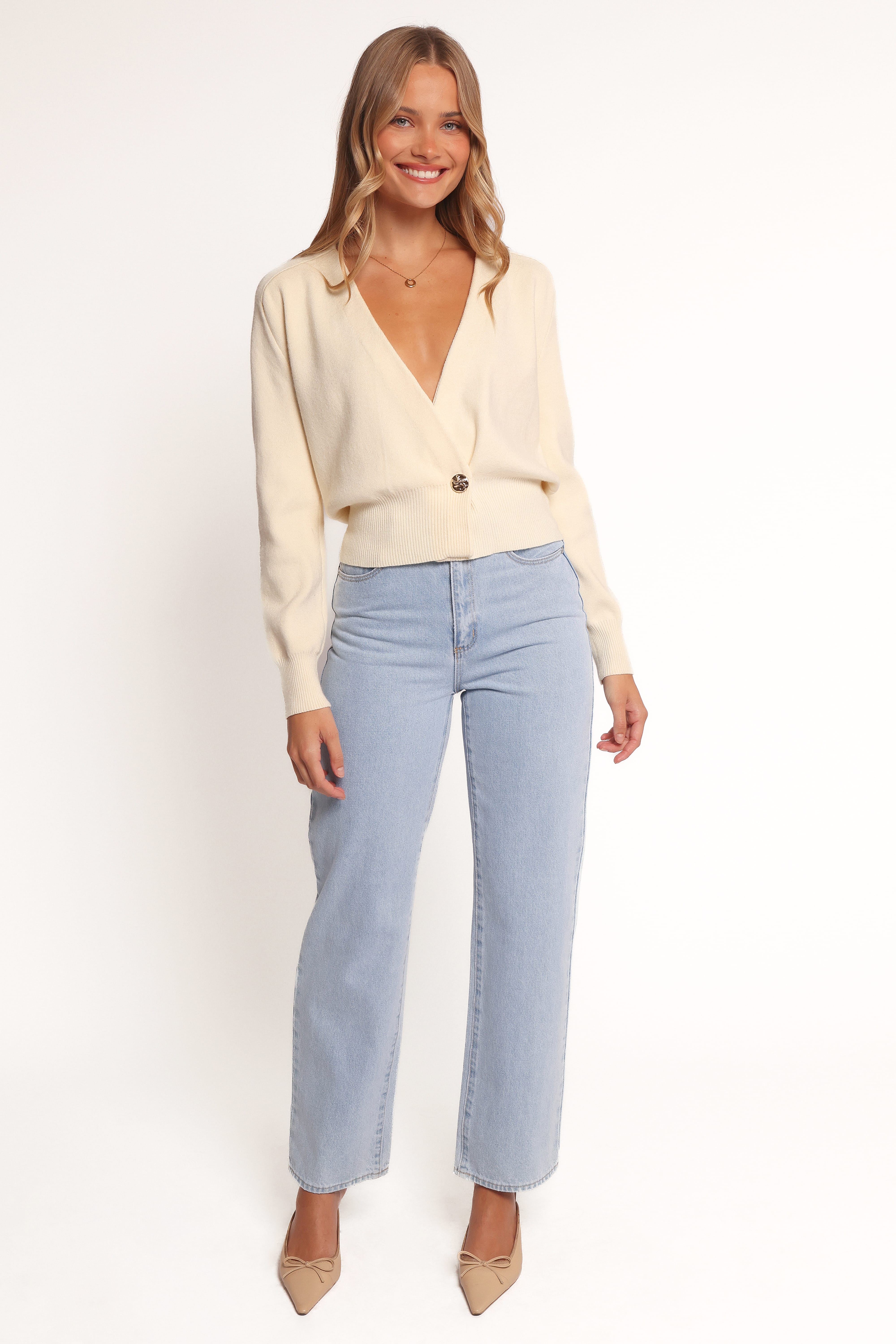 Caterina Button Cardigan - Cream