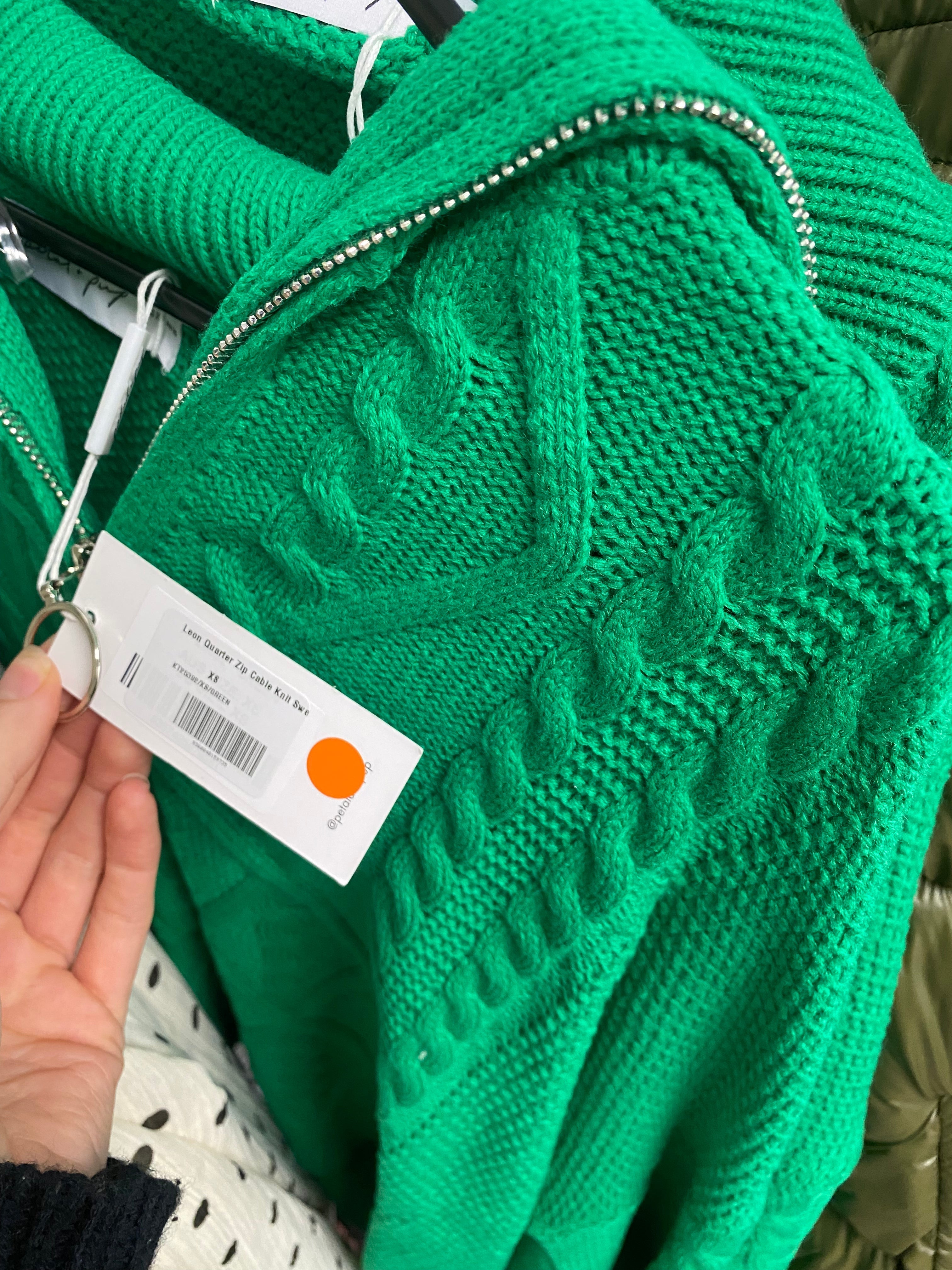 Leon Quarter Zip Cable Knit Sweater - Green