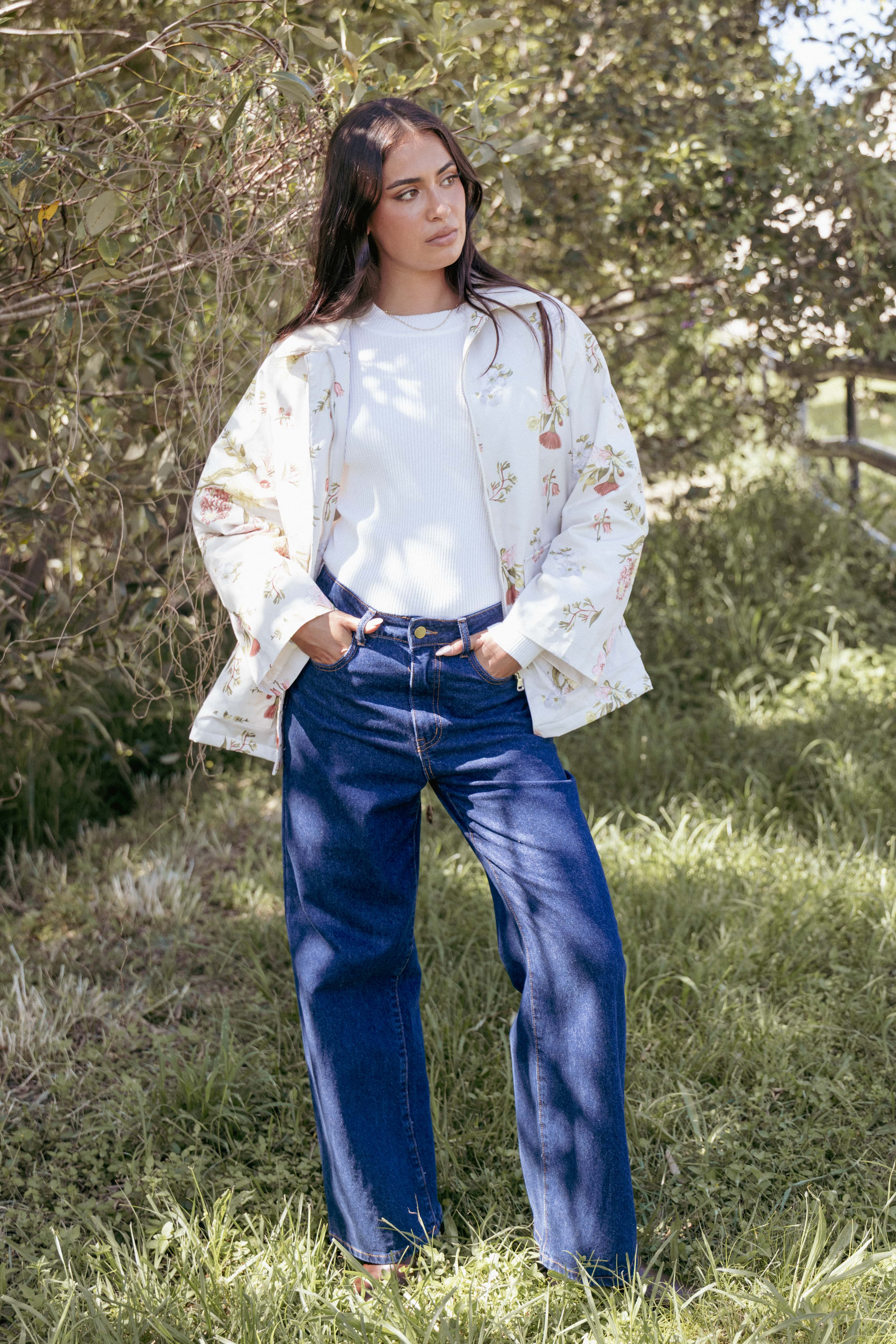 Danica Barn Jacket - Khaki Floral