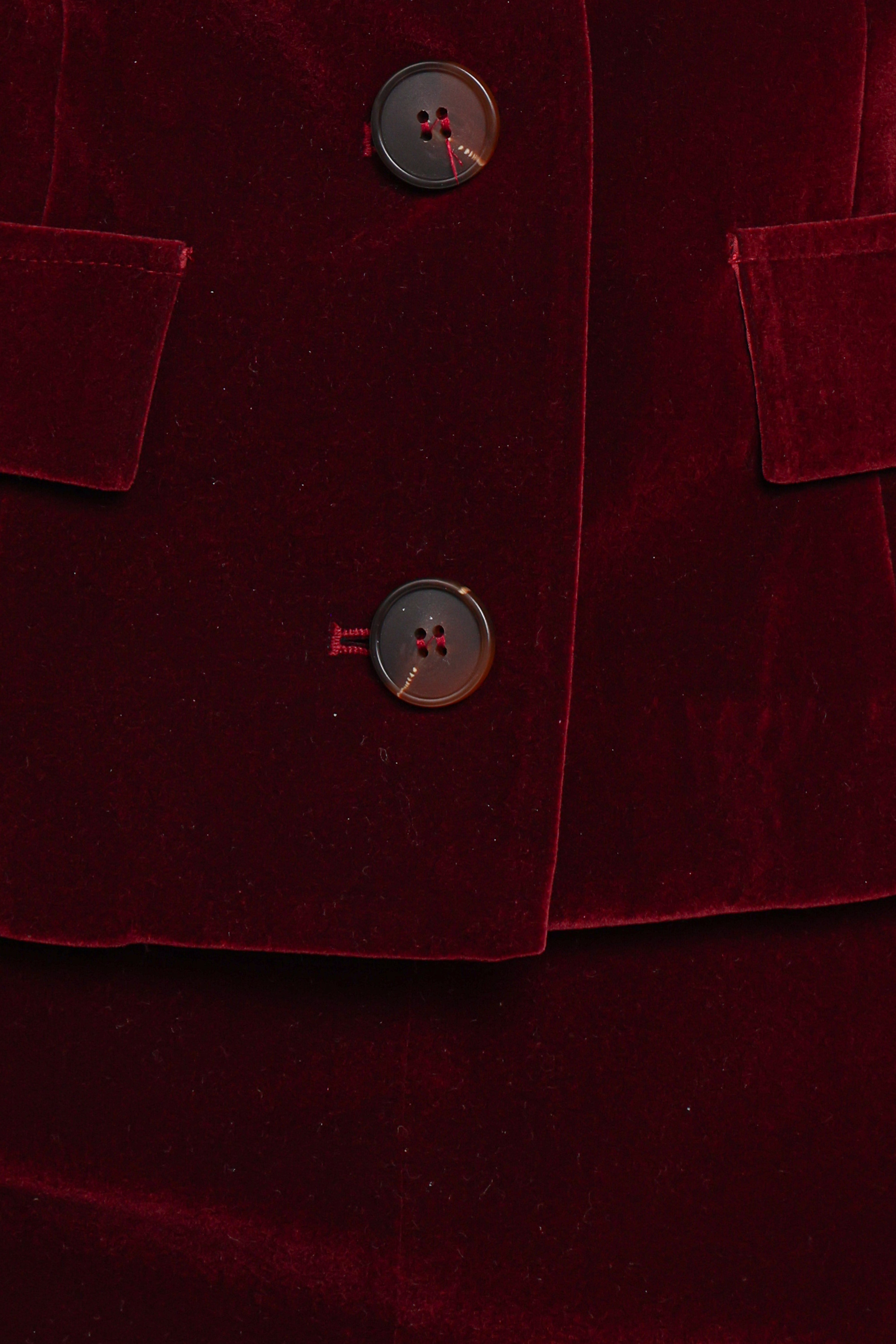 Lainey Velvet Cropped Jacket - Burgundy