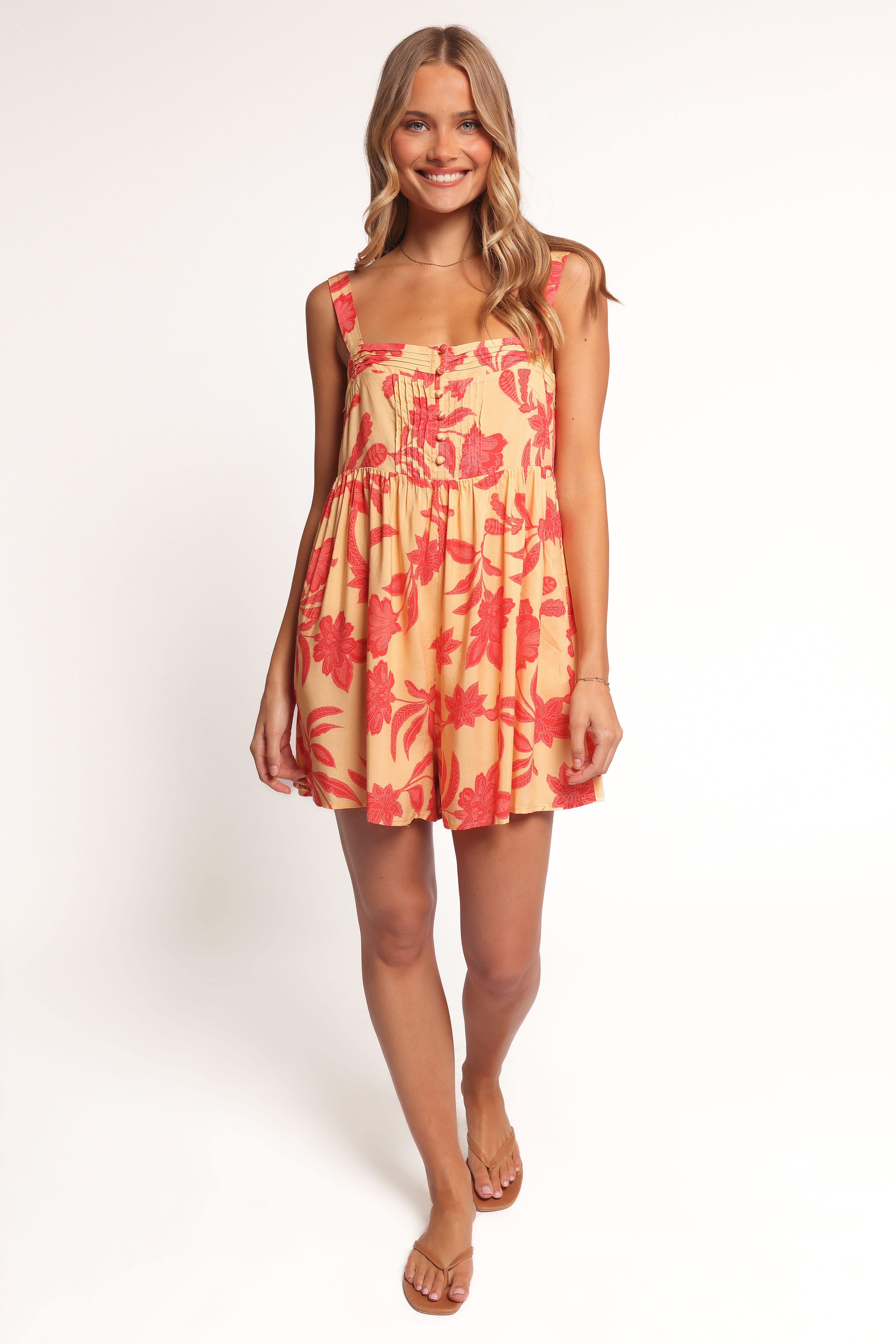 Nani Romper - Red Yellow Paisley Floral