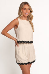 Katy Short Set - Cream Black