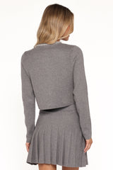 Lumi Pleated Skirt Sweater Set - Grey