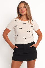 Rachel Knit Top - Cream Black