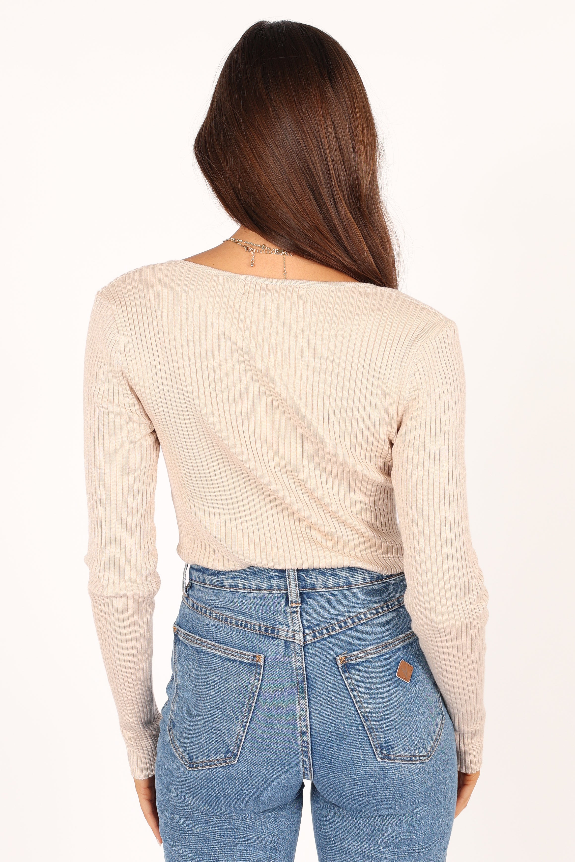 Shani Ribbed Knit Top - Oatmeal