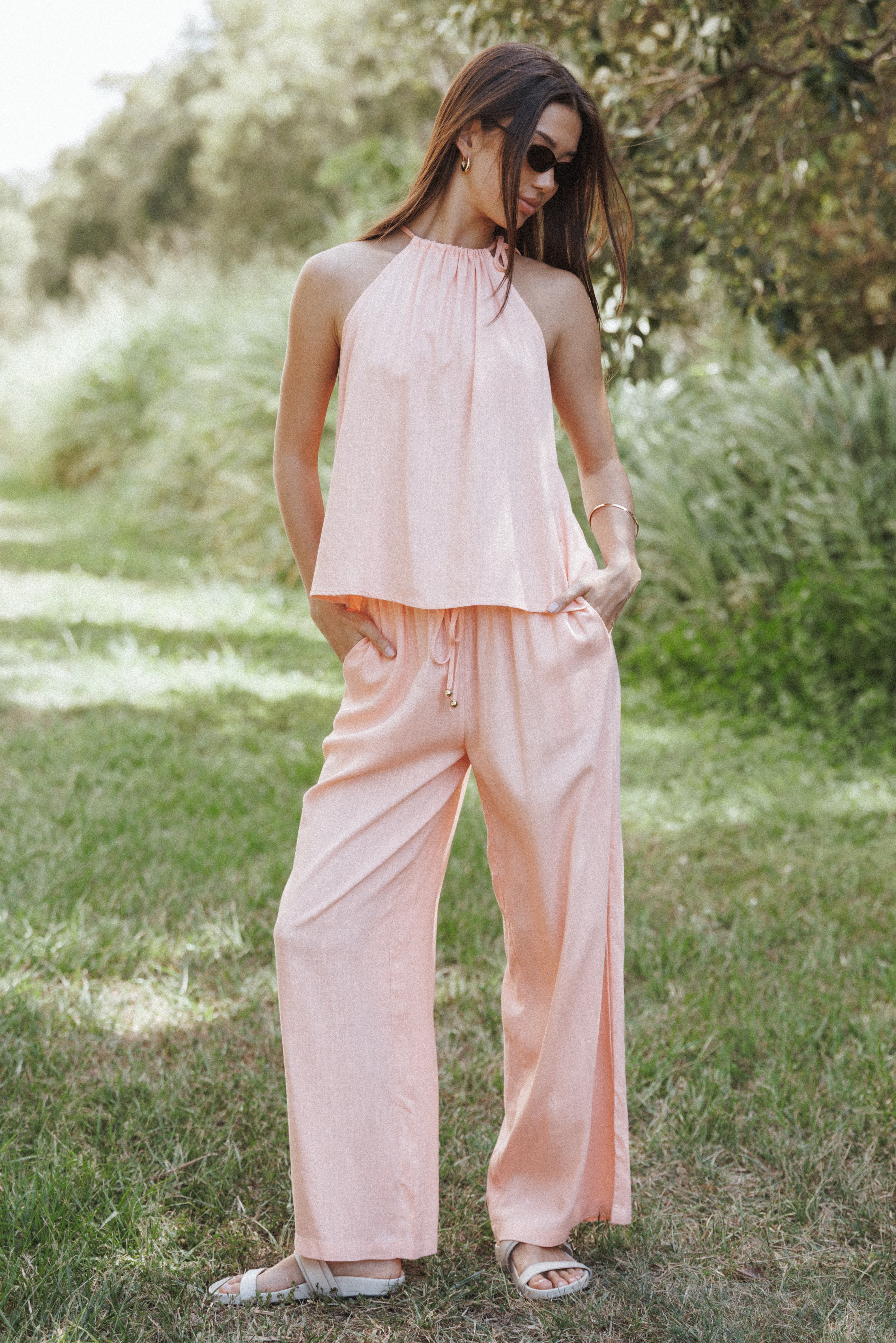 Wren Halter Tie Top - Pink